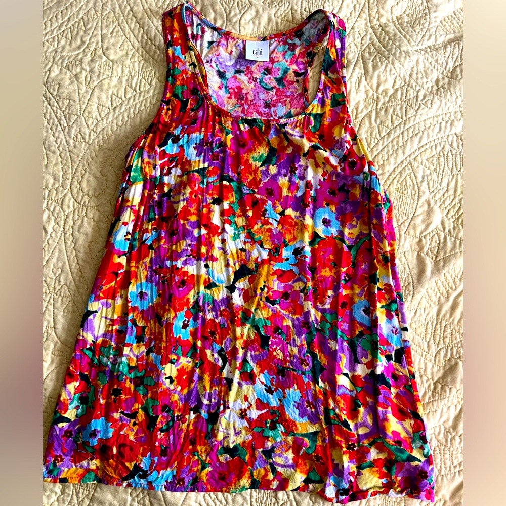 CAbi Womens Luisa Tank Multicolor Floral Print Size Small Racerback Style #5045